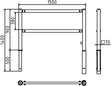 Schake Barieră de acces, 70 × 70 mm, 80 × 80 mm, oțel zincat la cald, fix, demontabil, cod 412_15